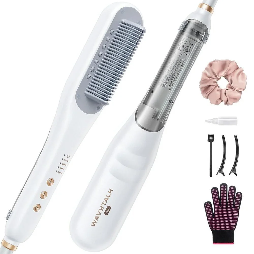 Steam Hair Straightener Brush Ceramic 3-in-1 Comb & Steam for Nourished Hair